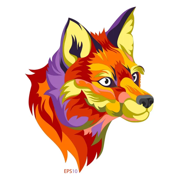 無料の形状のカラープレートの描かれた火狐頭 — ストックベクタ