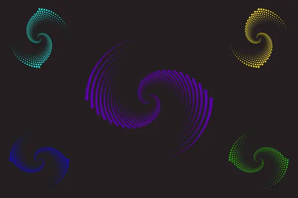 Yarım tonluk dairesel logo seti. Beyaz arkaplanda dairesel noktalı izole edilmiş.