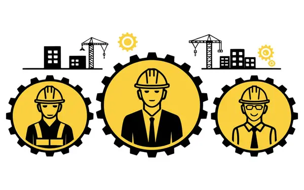 Mühendislik Siluetleri Sarı ve Siyah Temalı Simgeler