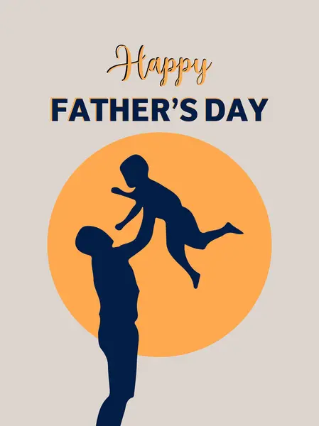 Babalar Günün kutlu olsun baba ve oğul güzel siluet gün batımı poster tasarımı illüstrasyonu.