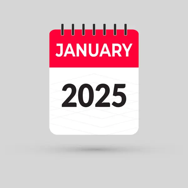 Düz Simge Takvimi Ocak 2025 Beyaz arkaplanda izole edildi