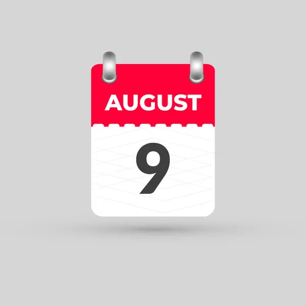 9 Ağustos takvim tarihi simgesi