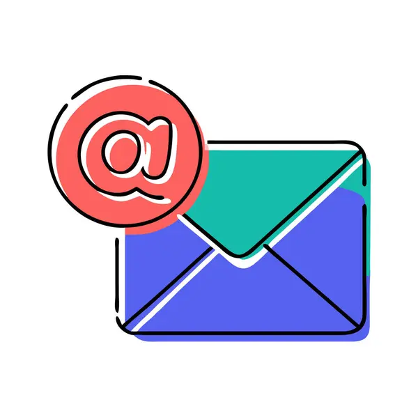 Sembollü renkli e- posta simgesi, dijital iletişimi temsil ediyor.