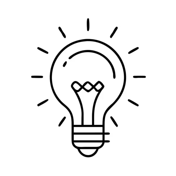 Bir ampulün basit siyah çizgi çizimi, yeniliği sembolize eder..