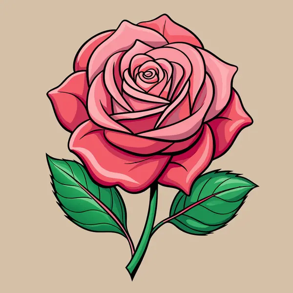 Eski tarz bir resimde canlı pembe bir gül..