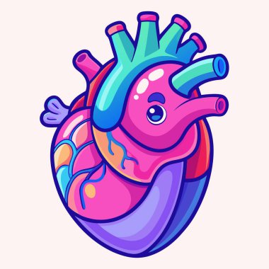 Organ ikonlu kalp, vektör illüstrasyonu