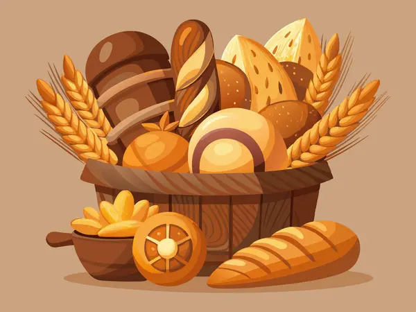 ekmek ve fırın tasarımı, vektör illüstrasyonu