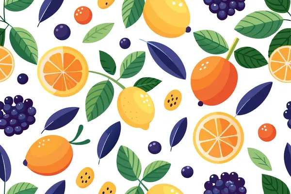 yaz meyveleri ve yapraklar şablon vektör çizim tasarımı