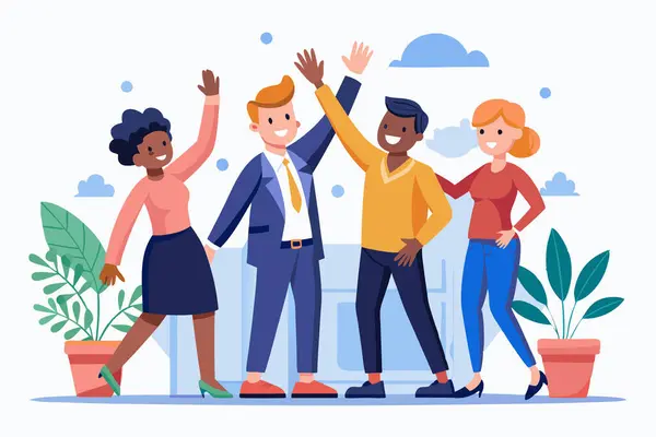 Mutlu insanlar ve iş adamları grubu