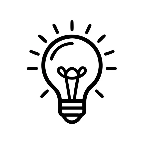 Bir ampulün basit siyah çizgi çizimi, yeniliği sembolize eder..