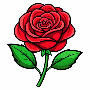 Canlı çizgi film kırmızı gül, romantik tasarım elementleri için mükemmel..