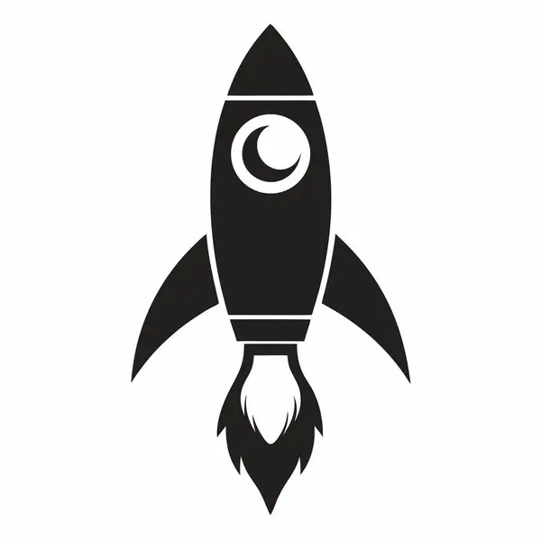 Fırlatma ve yeniliği simgeleyen basit siyah roket simgesi.