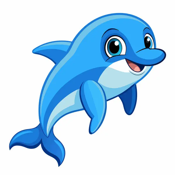 Sevimli çizgi film yunusu sıçrıyor, çocuklar için mükemmel..