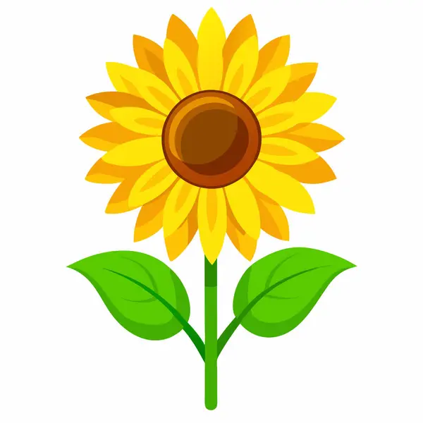 Sade bir arkaplanda canlı bir ayçiçeği karikatürü.