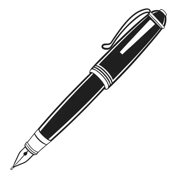 Beyaz arkaplanda mürekkep kalemi izole, elle çizilmiş çizim