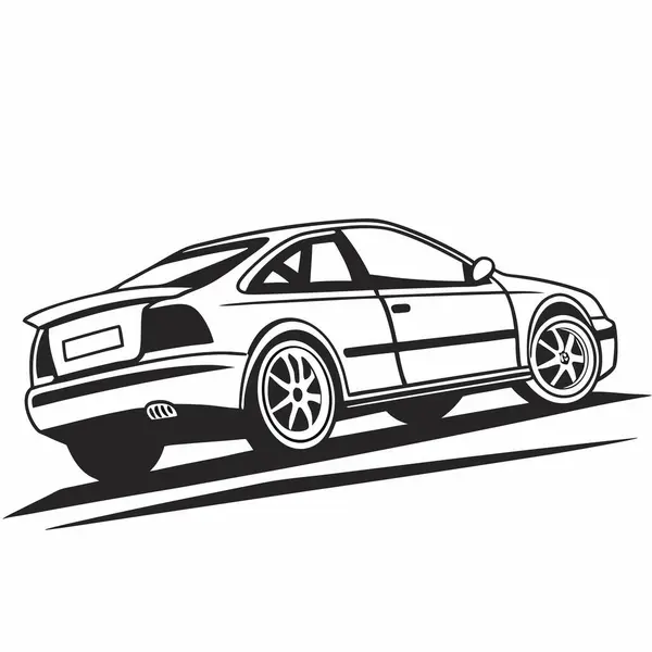 Beyaz arkaplanda siyah siluet araba