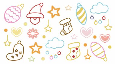 Şirin, elle çizilmiş uzay ve hava elementleri koleksiyonu..