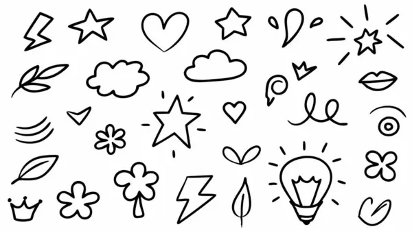 Tasarım ilhamı için basit, el çizimi karalama simgeleri koleksiyonu.