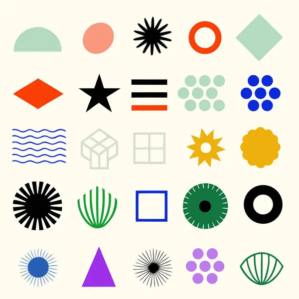 Beyaz Arkaplanda Renkli Geometrik Şekiller Koleksiyonu