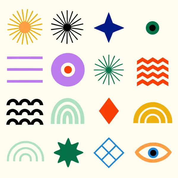 Renkli soyut geometrik şekiller canlı bir tasarım oluşturur.