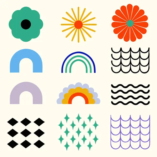 Renkli Geometrik Şekiller, Modern Arkaplan için Soyut Tasarımlar Koleksiyonu