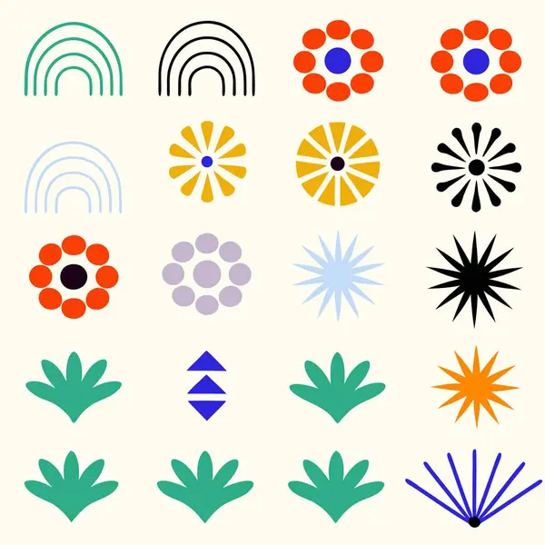 Canlı, düz dizayn grafik şekilleri koleksiyonu, markalaşma veya web tasarımı için mükemmel.