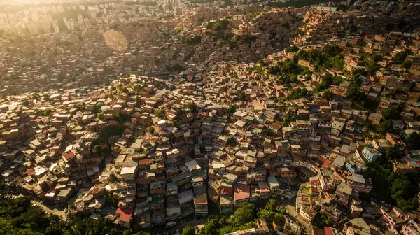 stock image Aerial view of Petare Slum, in Caracas, Venezuela, during a sunset 