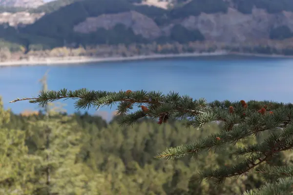 Dağlardaki güzel göl manzarası.