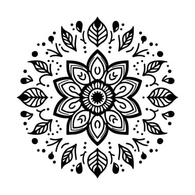 Basit çiçek mandala vektör sanat çizimi