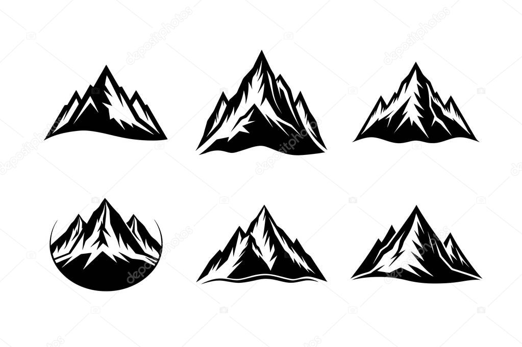Mountain vector silhouette art illustration icon set