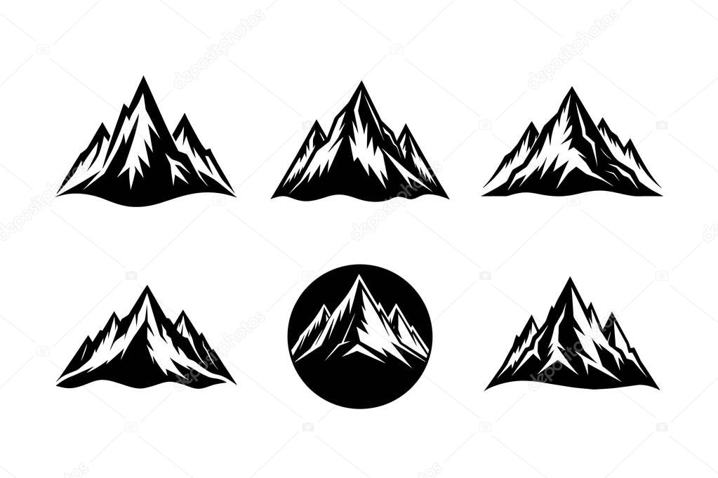 Mountain vector silhouette art illustration icon set