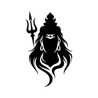 Lord Mahadev head silhouette vector art illustration clipart