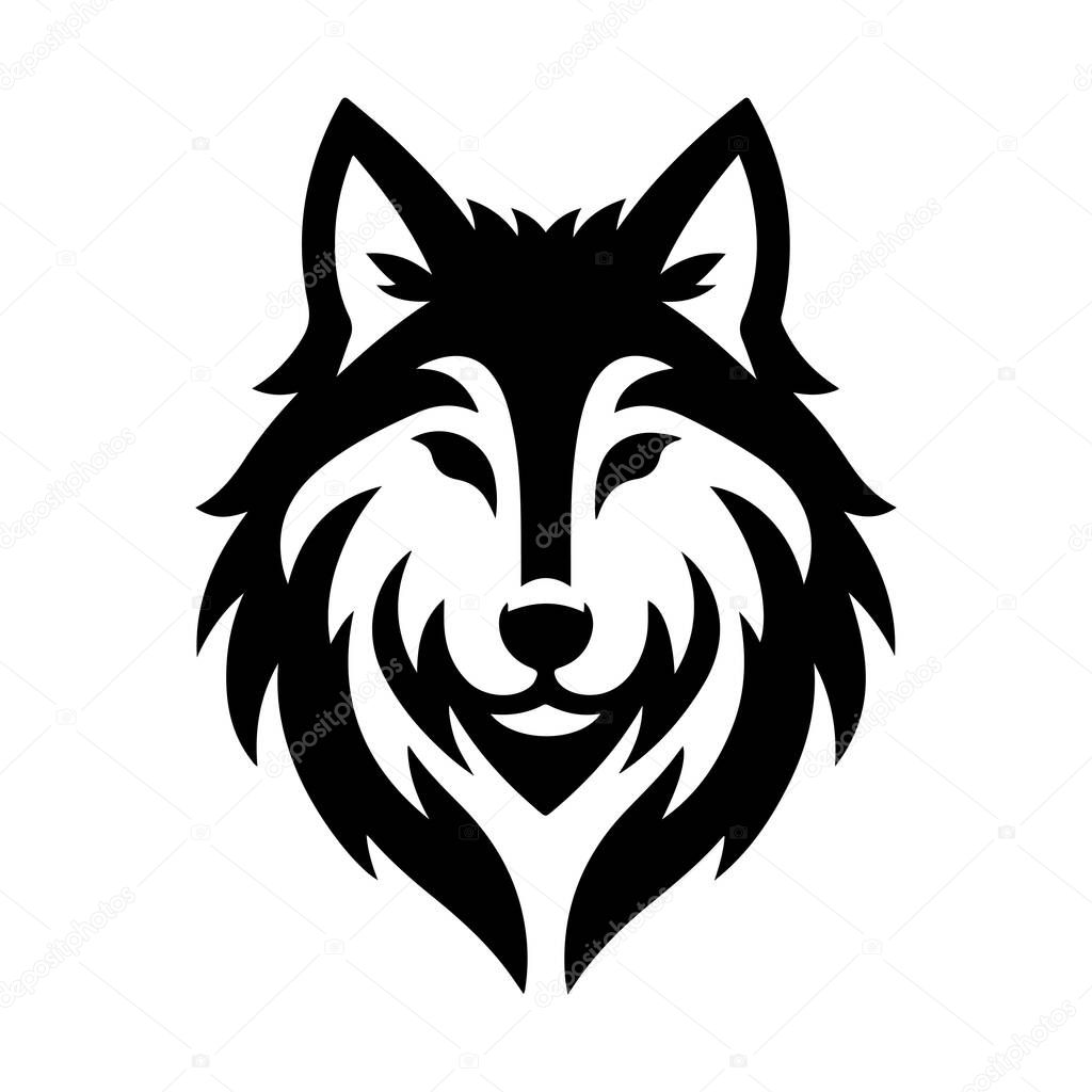 Wolf head silhouette vector art illustration