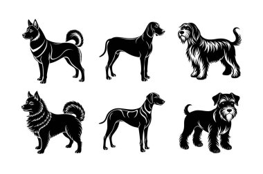 Altı köpek cinsinden vektör siluet simgesi