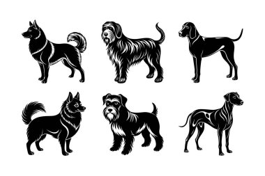 Altı köpek cinsinden vektör siluet simgesi