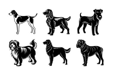 Altı köpek cinsinden vektör siluet simgesi
