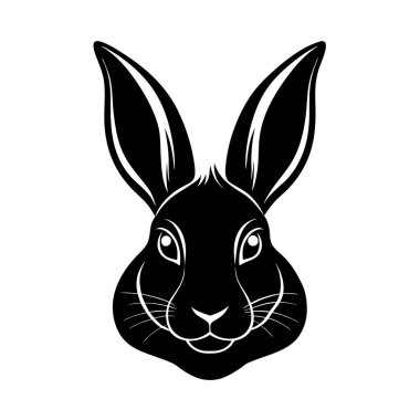 Rabbit head vector silhouette art illustration clipart