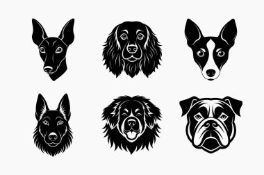 Köpek kafası siluet vektör simgesinin üretimi ayarlandı