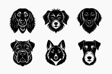 Köpek kafası siluet vektör simgesinin üretimi ayarlandı