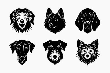 Köpek kafası siluet vektör simgesinin üretimi ayarlandı