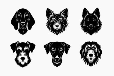 Köpek kafası siluet vektör simgesinin üretimi ayarlandı