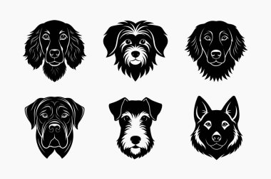 Köpek kafası siluet vektör simgesinin üretimi ayarlandı