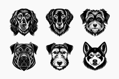 Köpek kafası siluet vektör simgesinin üretimi ayarlandı