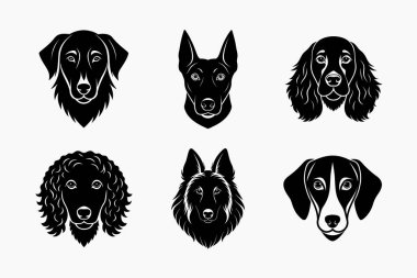 Köpek kafası siluet vektör simgesinin üretimi ayarlandı