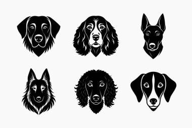 Köpek kafası siluet vektör simgesinin üretimi ayarlandı