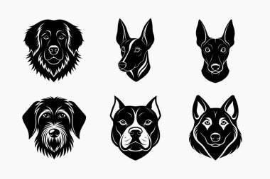 Köpek kafası siluet vektör simgesinin üretimi ayarlandı