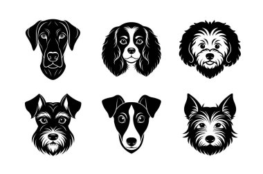 Köpek kafası siluet vektör simgesinin üretimi ayarlandı