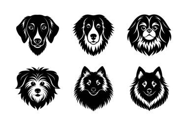 Köpek kafası siluet vektör simgesinin üretimi ayarlandı