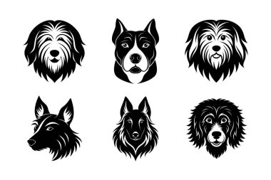 Köpek kafası siluet vektör simgesinin üretimi ayarlandı