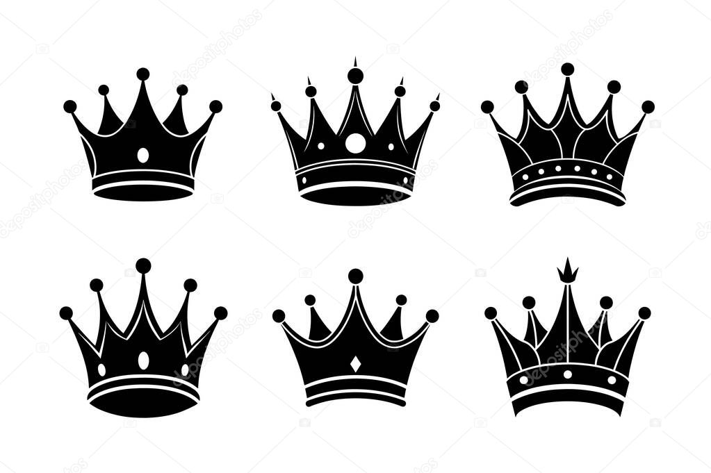 Crown vector silhouette art illustration bundle